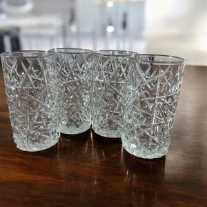 Cristal D'Arques Durand Sculptra Tumbler Glasses Highball Heavy 16 oz Set 4 MCM